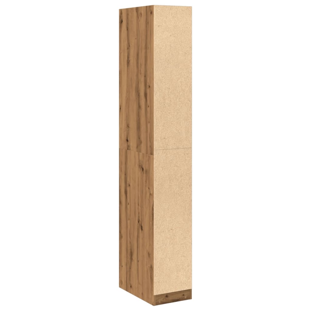 Modern Wooden Narrow Open Bedroom Wardrobe With Shelves & Hanging Clothes Rails