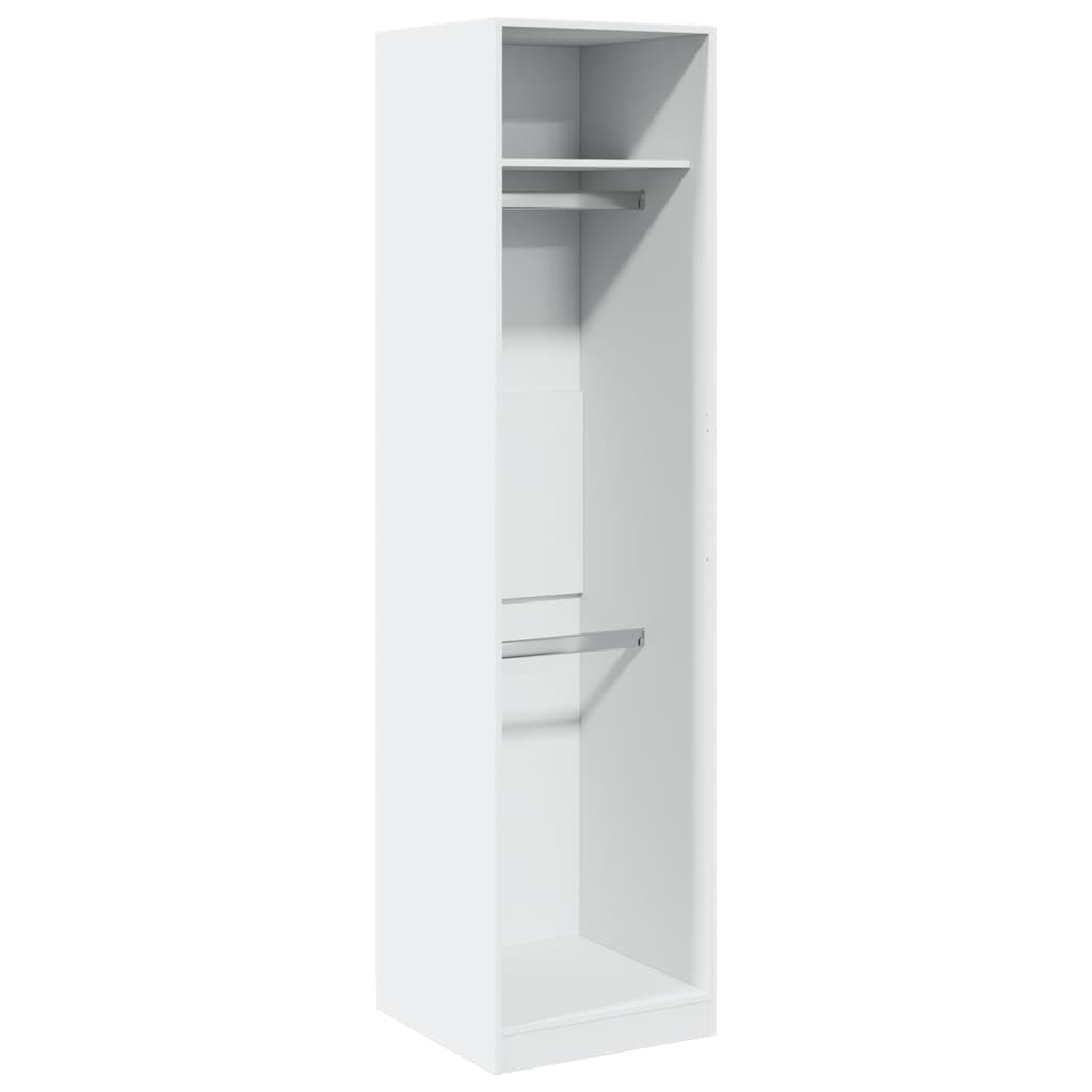 Modern Wooden Tall Open Bedroom Wardrobe With Hanging Clothes Rails Shelves