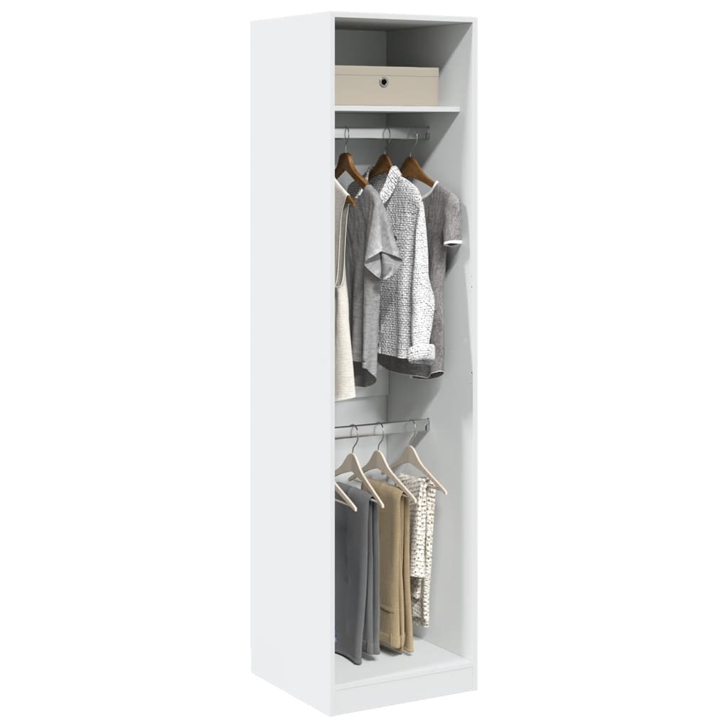Modern Wooden Tall Open Bedroom Wardrobe With Hanging Clothes Rails Shelves