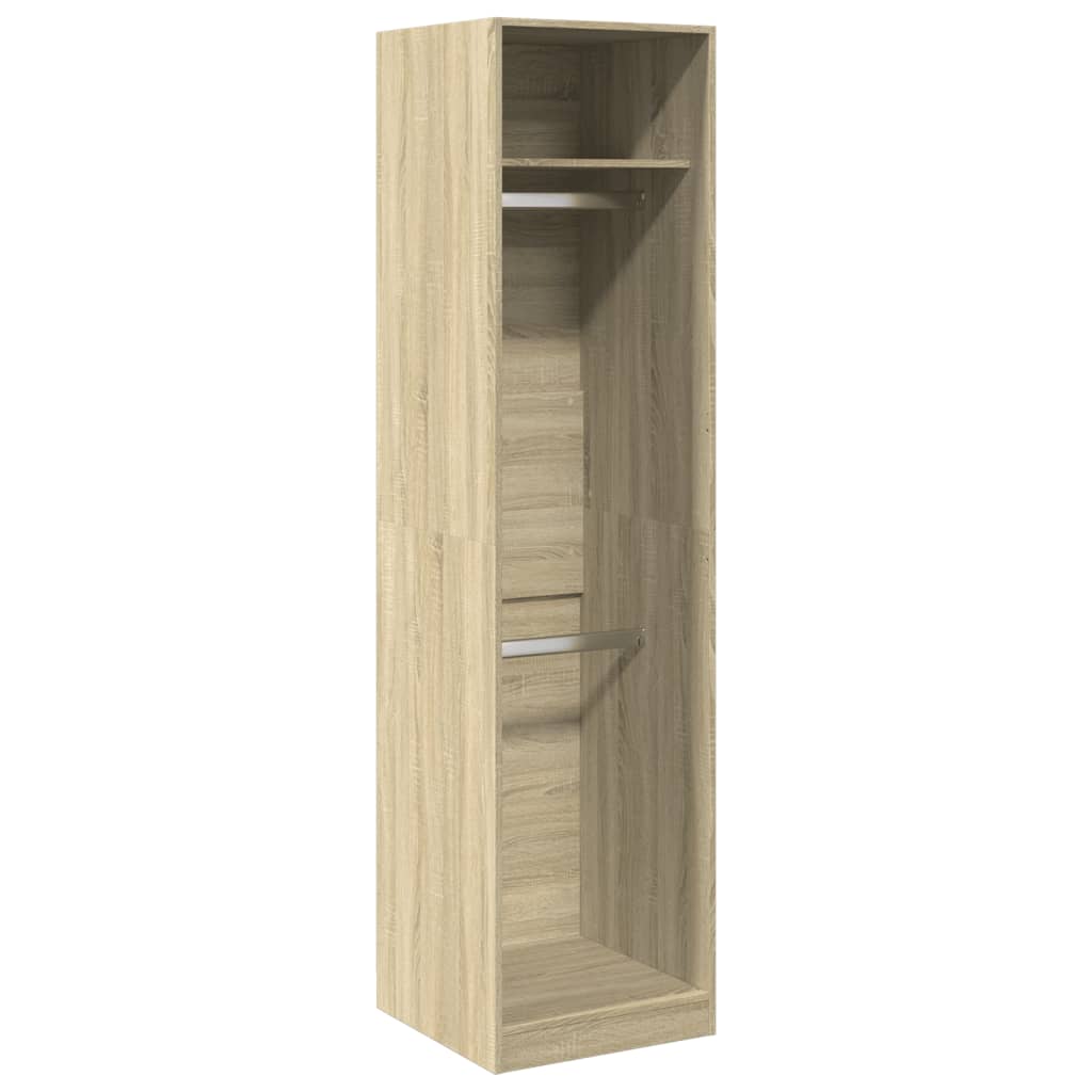 Modern Wooden Tall Open Bedroom Wardrobe With Hanging Clothes Rails Shelves