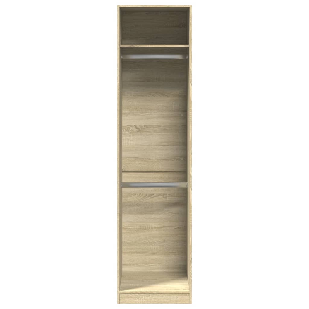 Modern Wooden Tall Open Bedroom Wardrobe With Hanging Clothes Rails Shelves