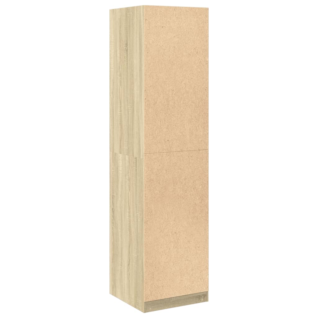 Modern Wooden Tall Open Bedroom Wardrobe With Hanging Clothes Rails Shelves