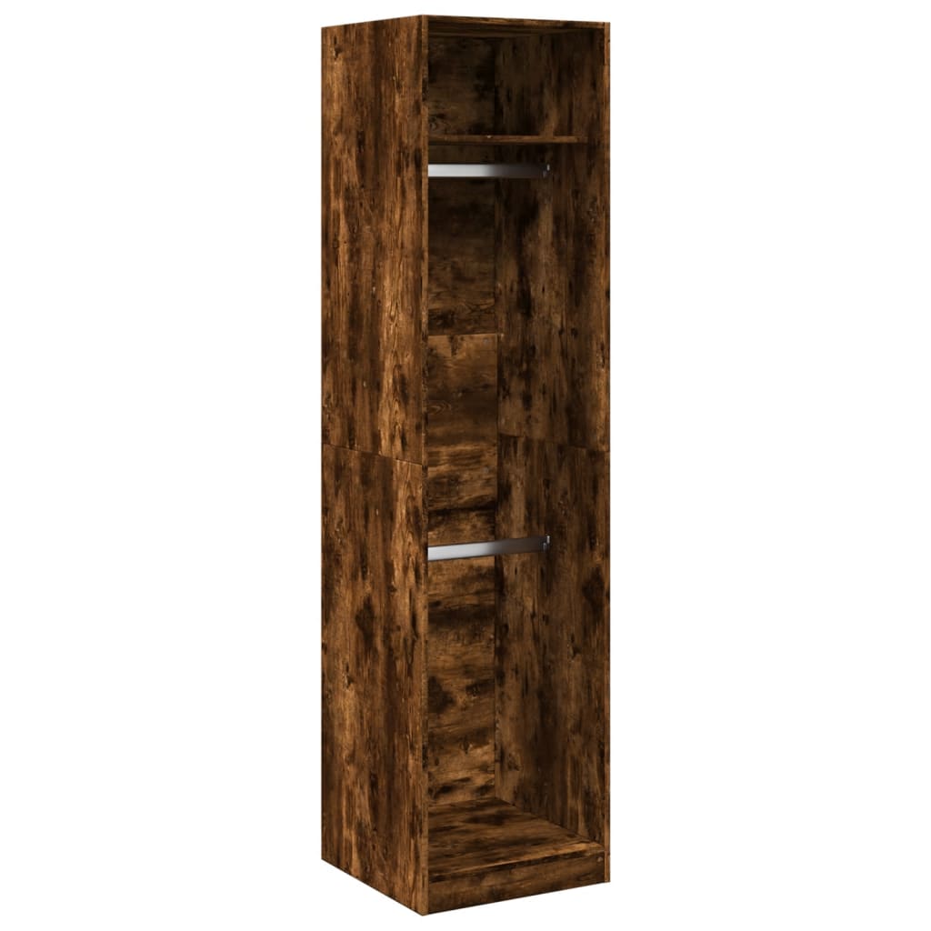 Modern Wooden Tall Open Bedroom Wardrobe With Hanging Clothes Rails Shelves