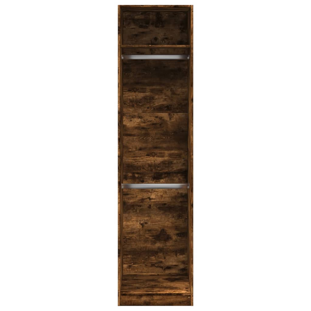 Modern Wooden Tall Open Bedroom Wardrobe With Hanging Clothes Rails Shelves
