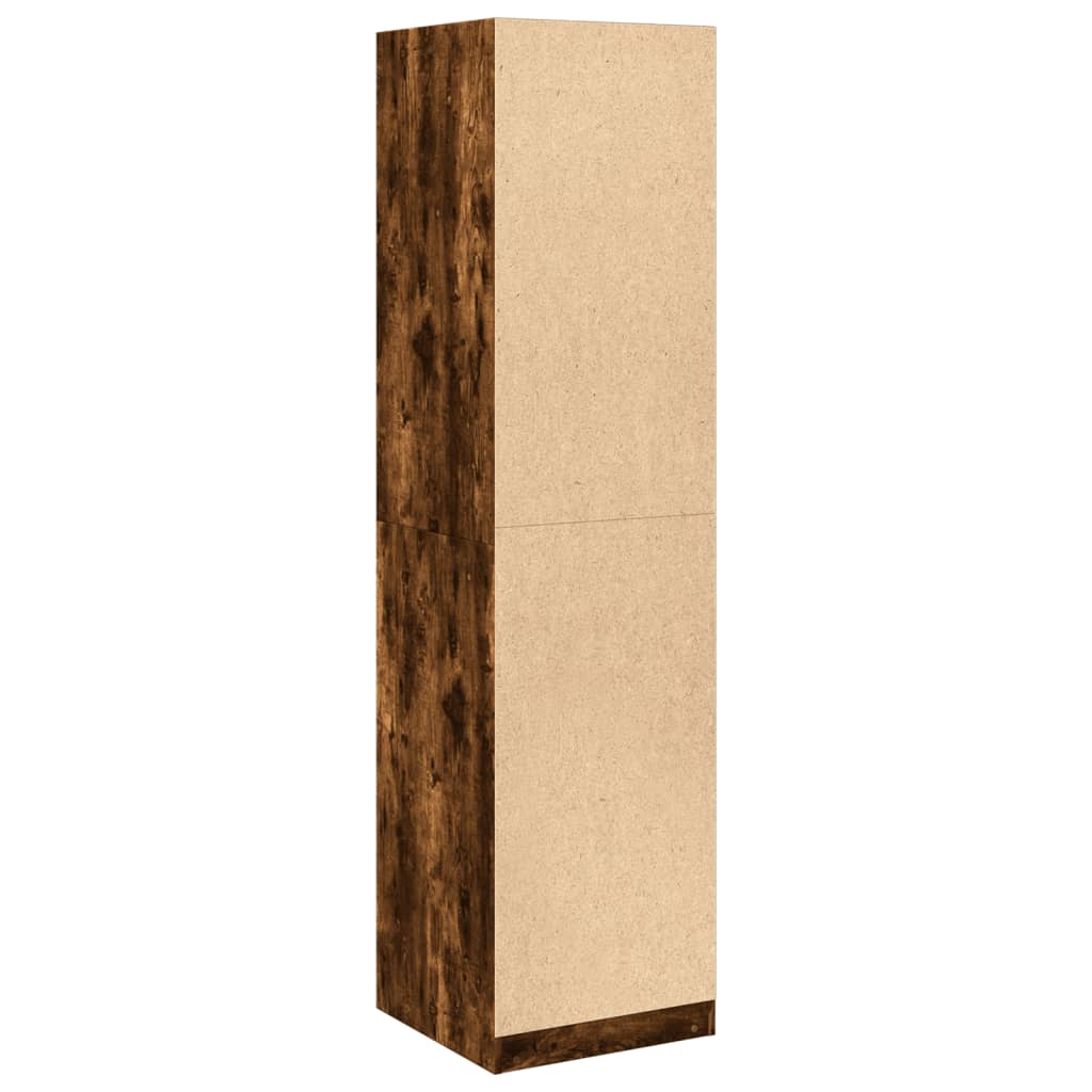 Modern Wooden Tall Open Bedroom Wardrobe With Hanging Clothes Rails Shelves