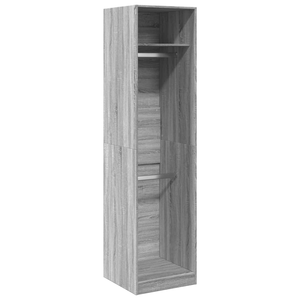 Modern Wooden Tall Open Bedroom Wardrobe With Hanging Clothes Rails Shelves