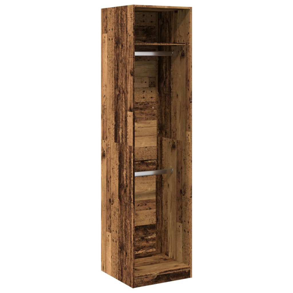 Modern Wooden Tall Open Bedroom Wardrobe With Hanging Clothes Rails Shelves
