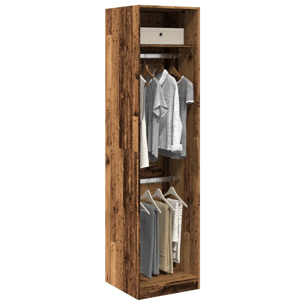 Modern Wooden Tall Open Bedroom Wardrobe With Hanging Clothes Rails Shelves
