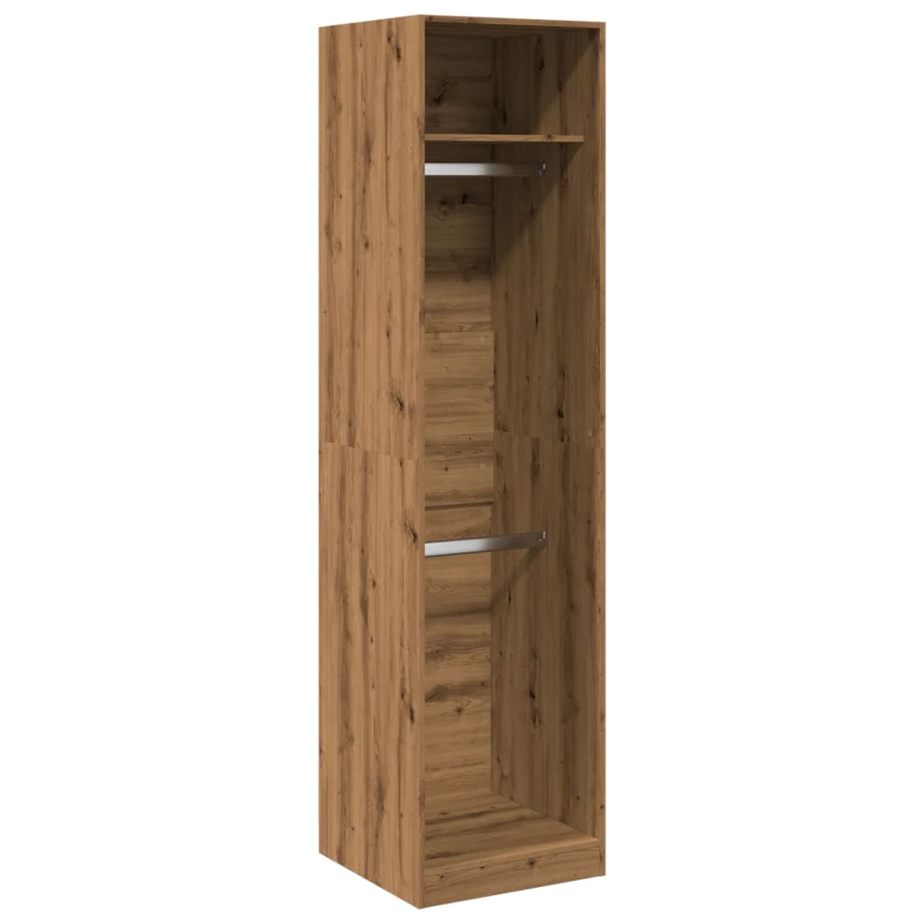 Modern Wooden Tall Open Bedroom Wardrobe With Hanging Clothes Rails Shelves