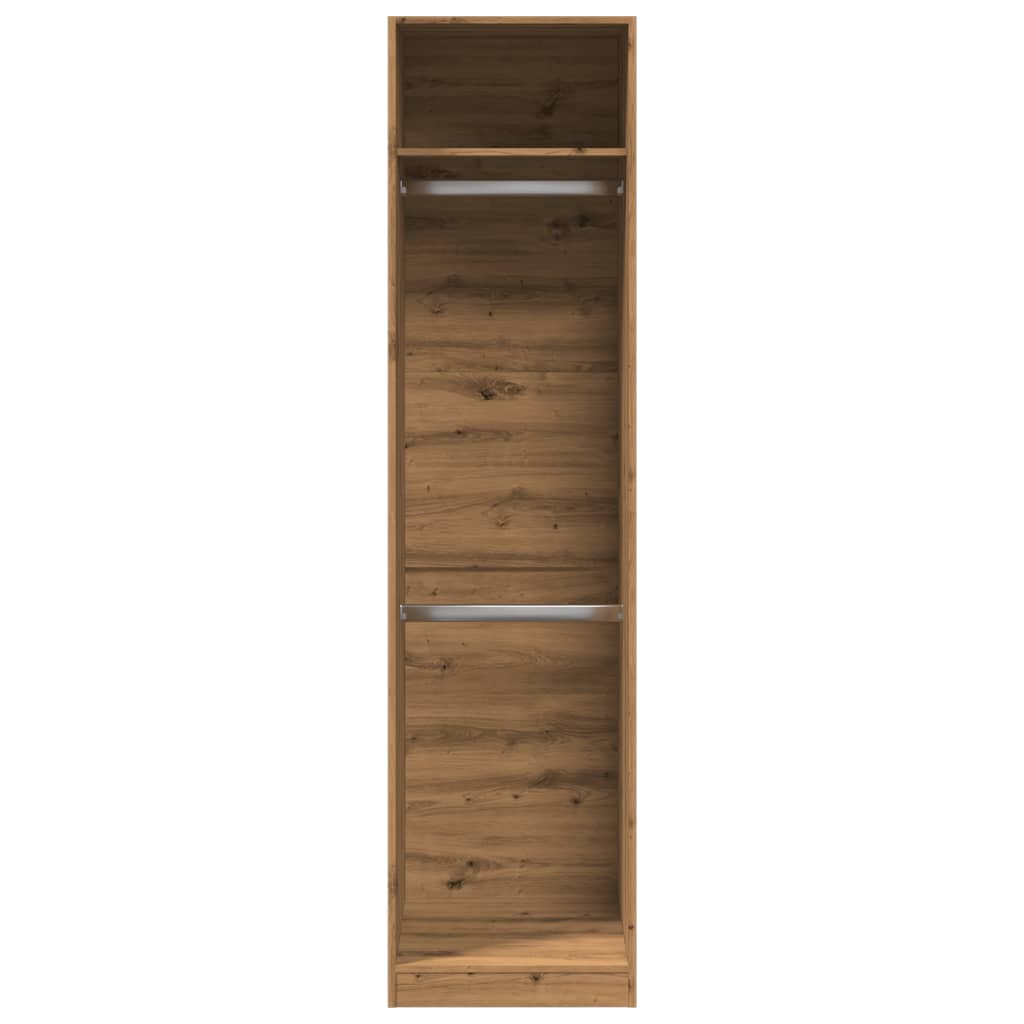 Modern Wooden Tall Open Bedroom Wardrobe With Hanging Clothes Rails Shelves