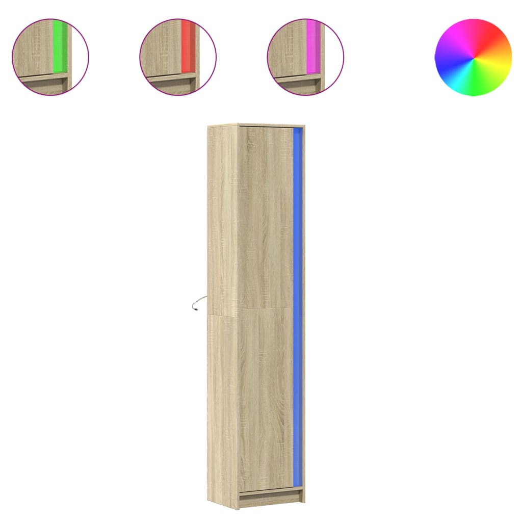 Highboard with LED Sonoma Oak 41.5x32.5x200 cm Engineered Wood