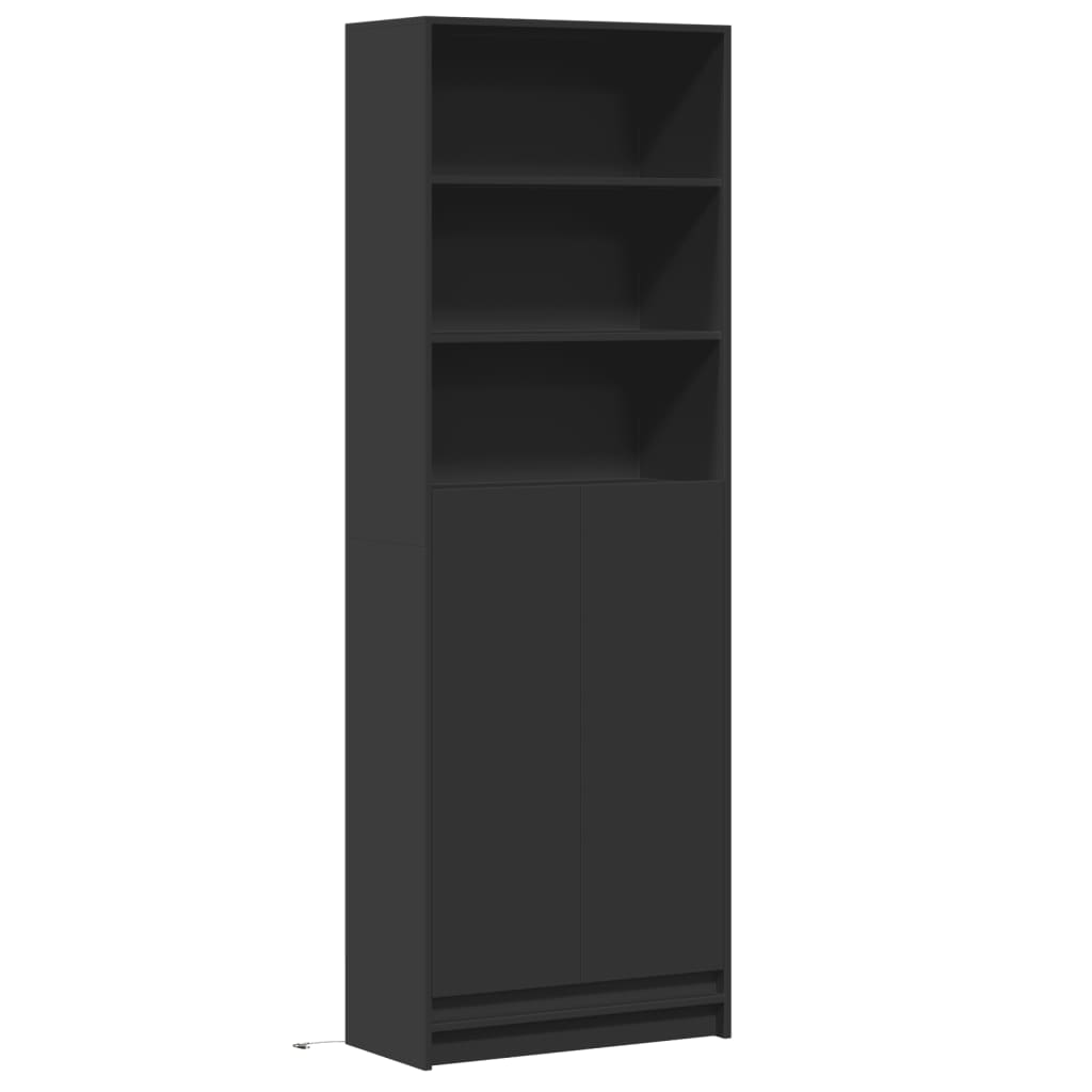 Highboard with LED Black 69x32.5x200 cm Engineered Wood