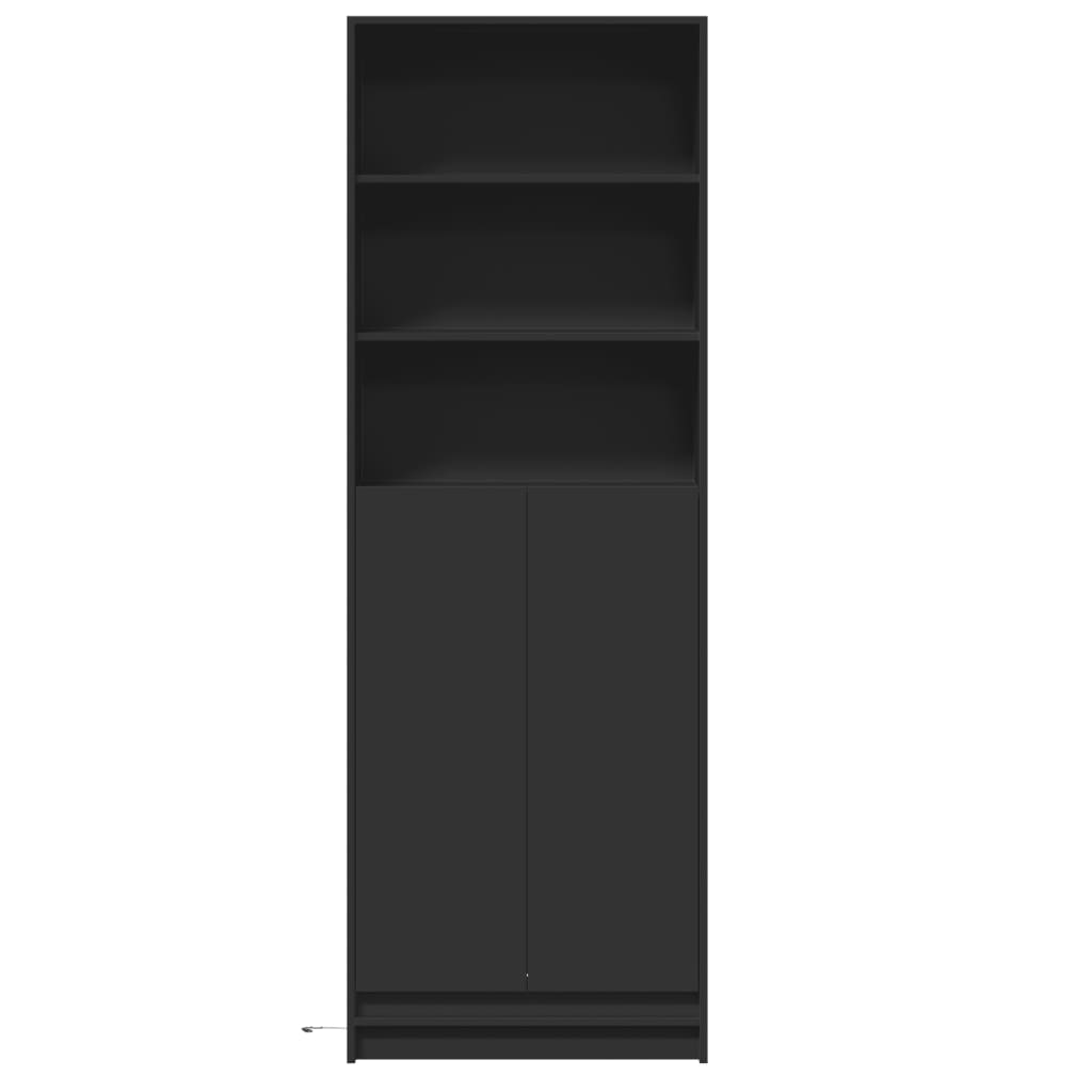 Highboard with LED Black 69x32.5x200 cm Engineered Wood