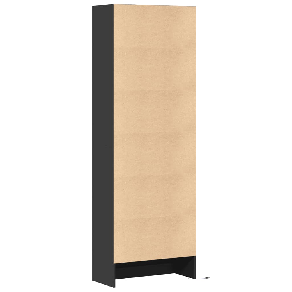 Highboard with LED Black 69x32.5x200 cm Engineered Wood