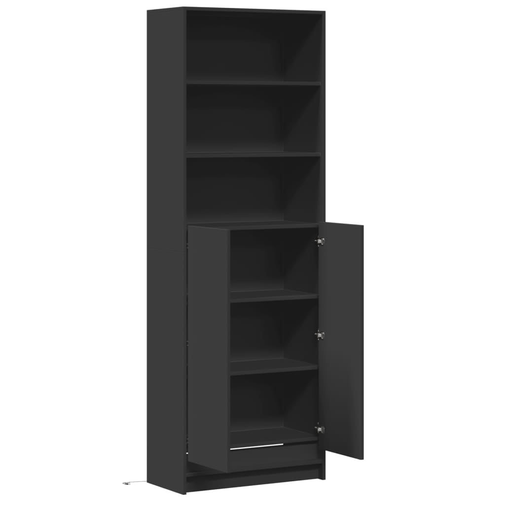 Highboard with LED Black 69x32.5x200 cm Engineered Wood