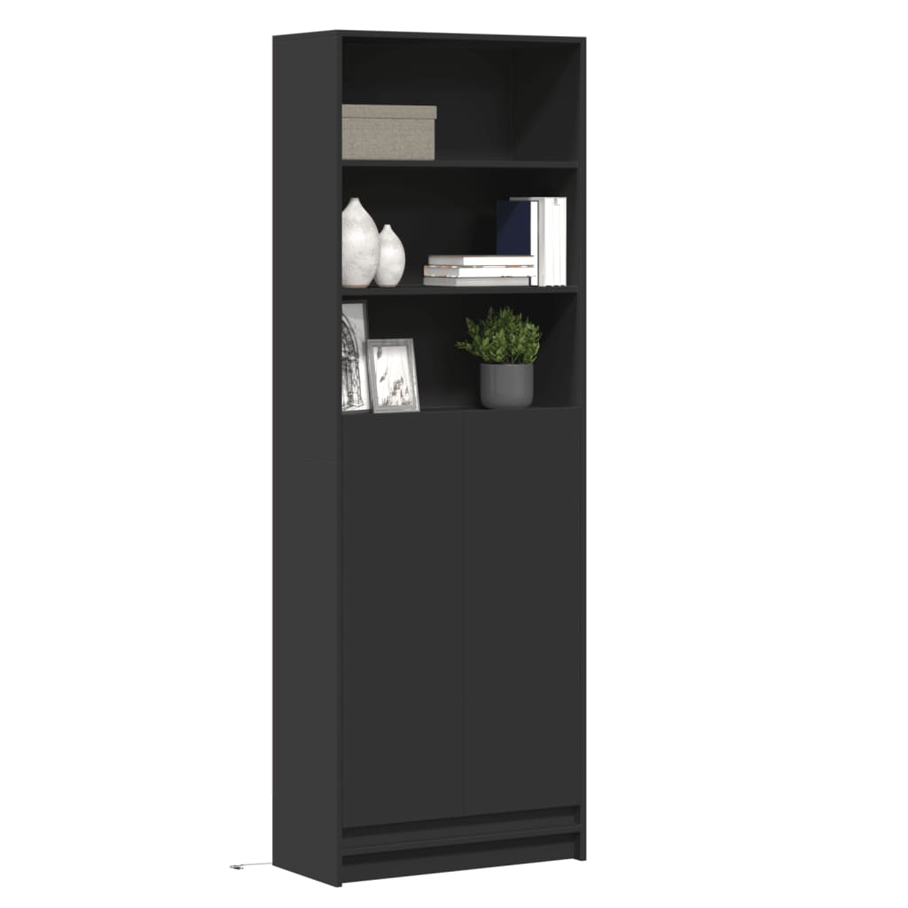 Highboard with LED Black 69x32.5x200 cm Engineered Wood