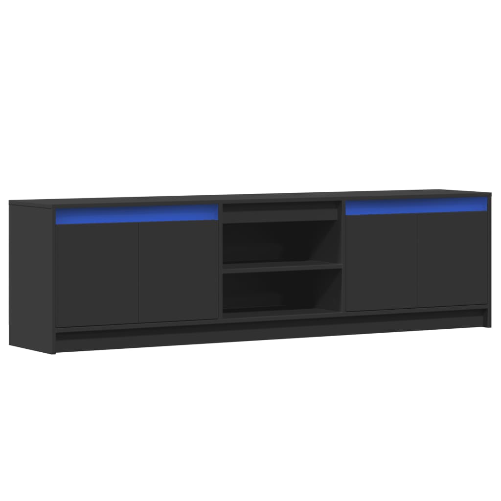 Modern Wooden 70 Inch TV Tele Stand Unit Cabinet With LED Lights & Storage
