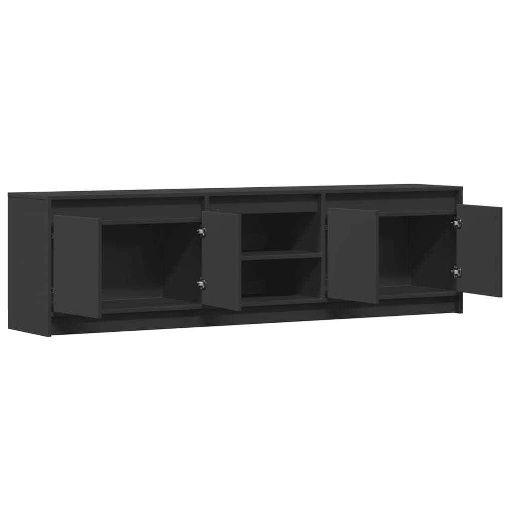 Modern Wooden 70 Inch TV Tele Stand Unit Cabinet With LED Lights & Storage