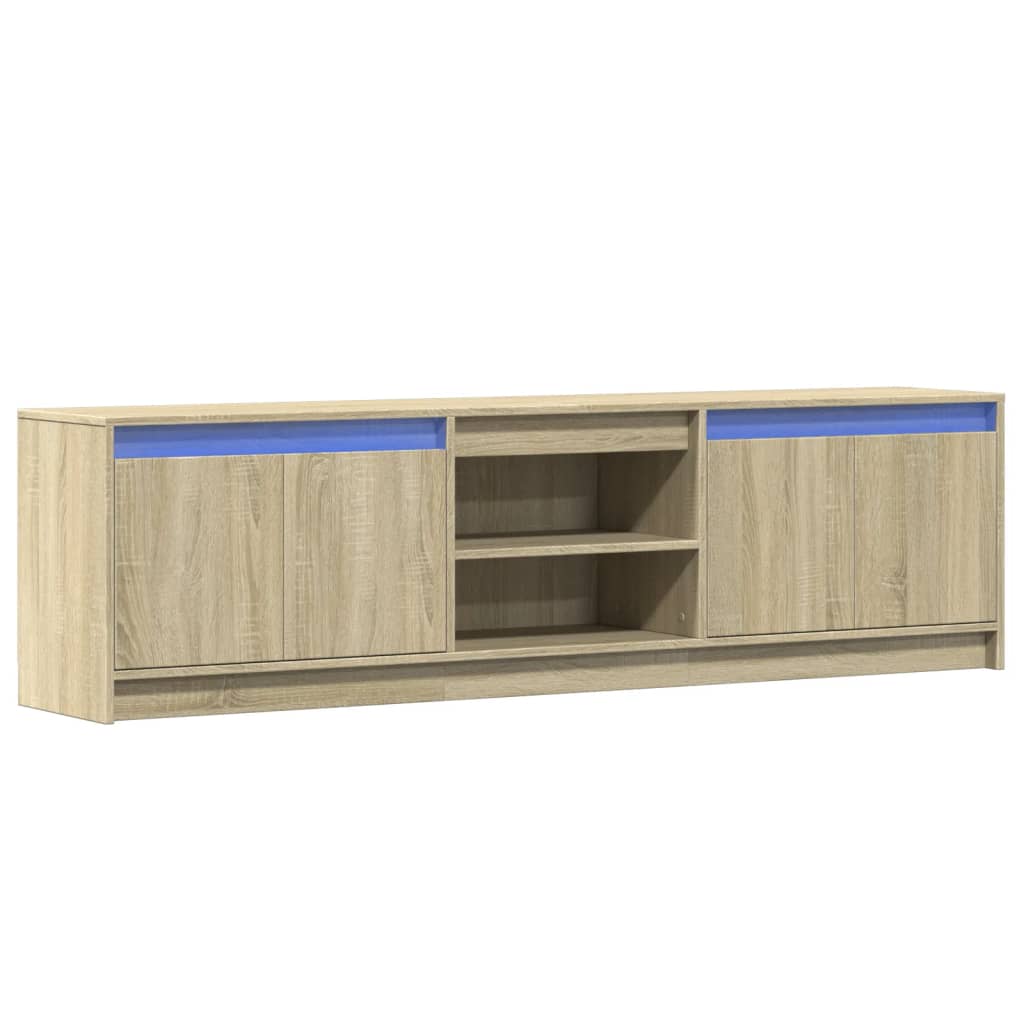 Modern Wooden 70 Inch TV Tele Stand Unit Cabinet With LED Lights & Storage