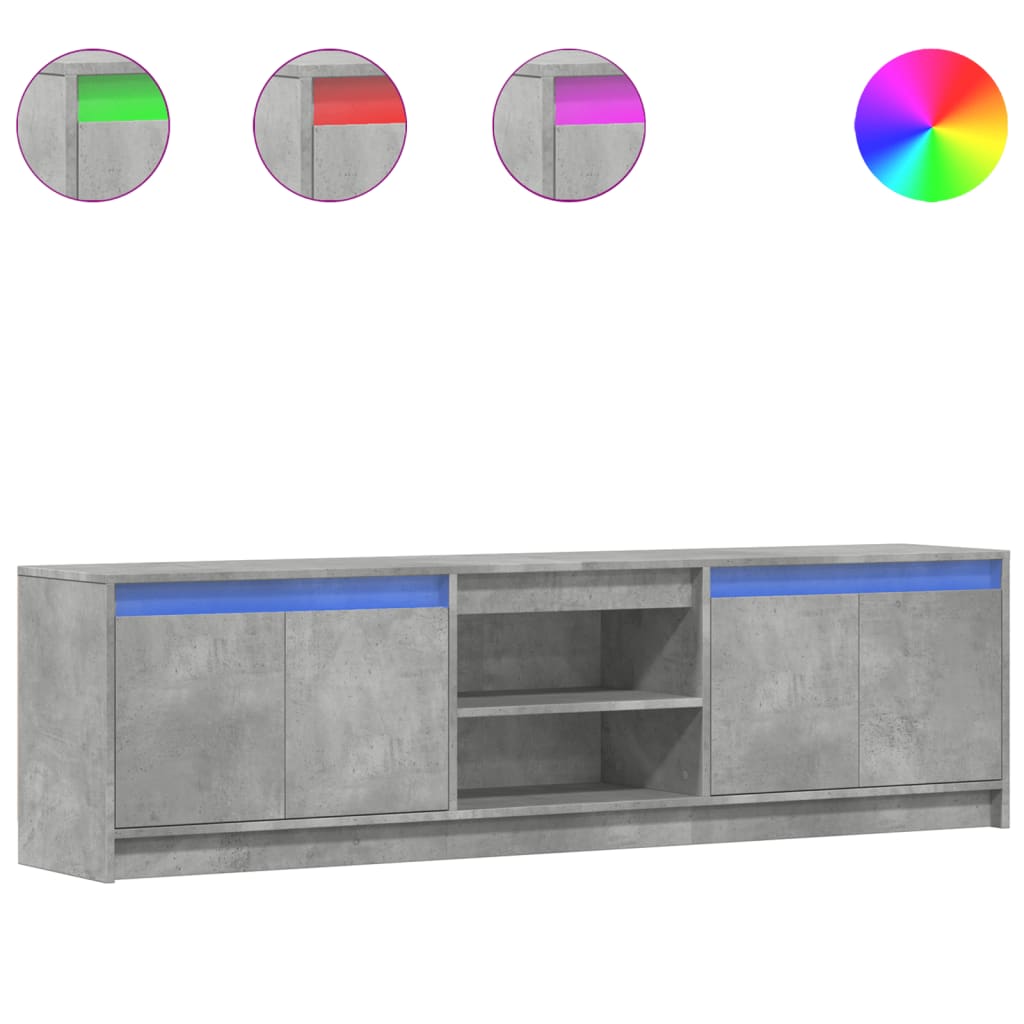 Modern Wooden 70 Inch TV Tele Stand Unit Cabinet With LED Lights & Storage