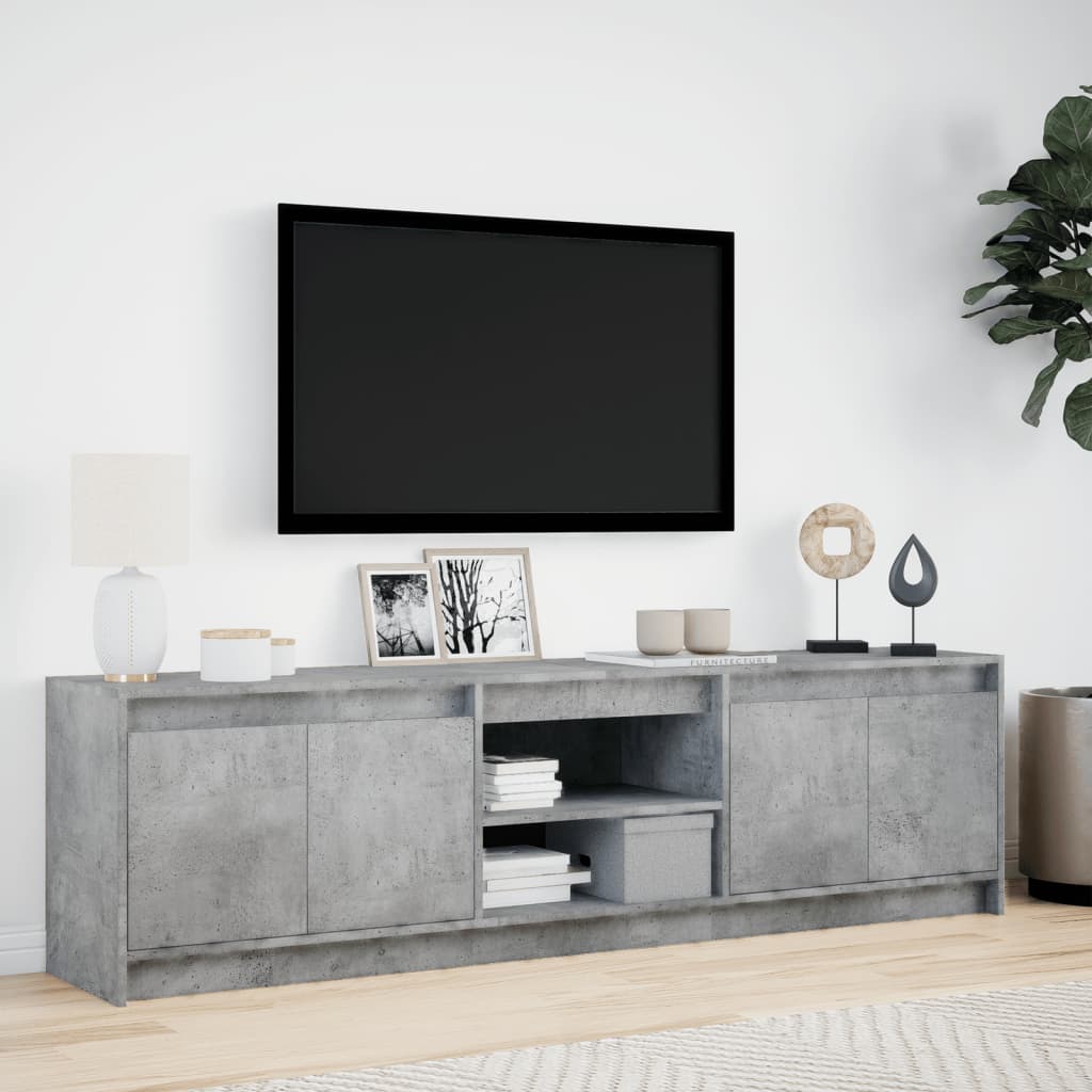 Modern Wooden 70 Inch TV Tele Stand Unit Cabinet With LED Lights & Storage