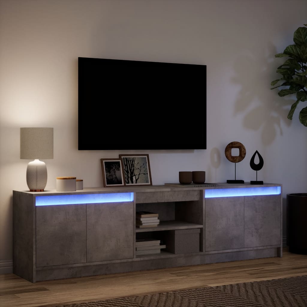 Modern Wooden 70 Inch TV Tele Stand Unit Cabinet With LED Lights & Storage