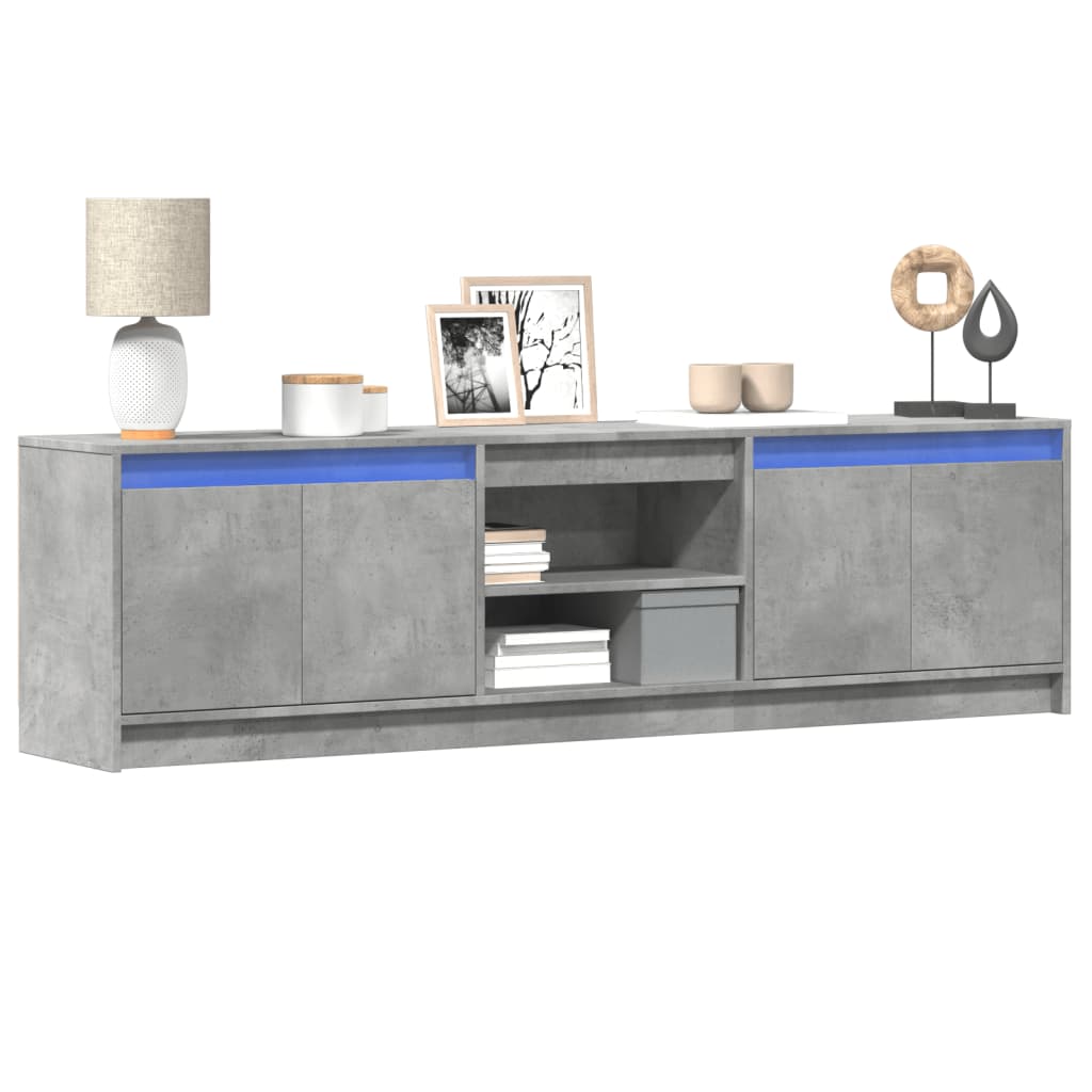 Modern Wooden 70 Inch TV Tele Stand Unit Cabinet With LED Lights & Storage