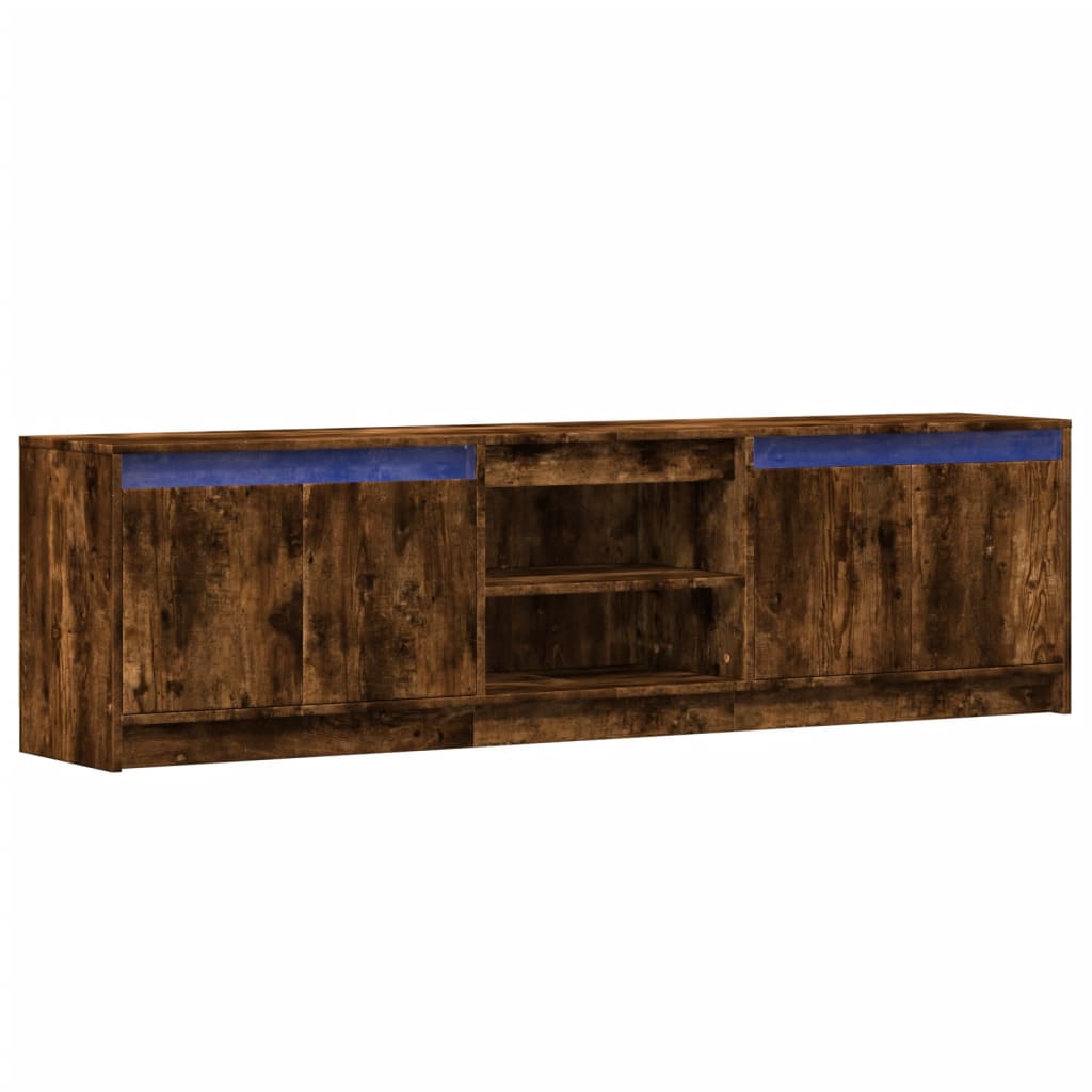 Modern Wooden 70 Inch TV Tele Stand Unit Cabinet With LED Lights & Storage