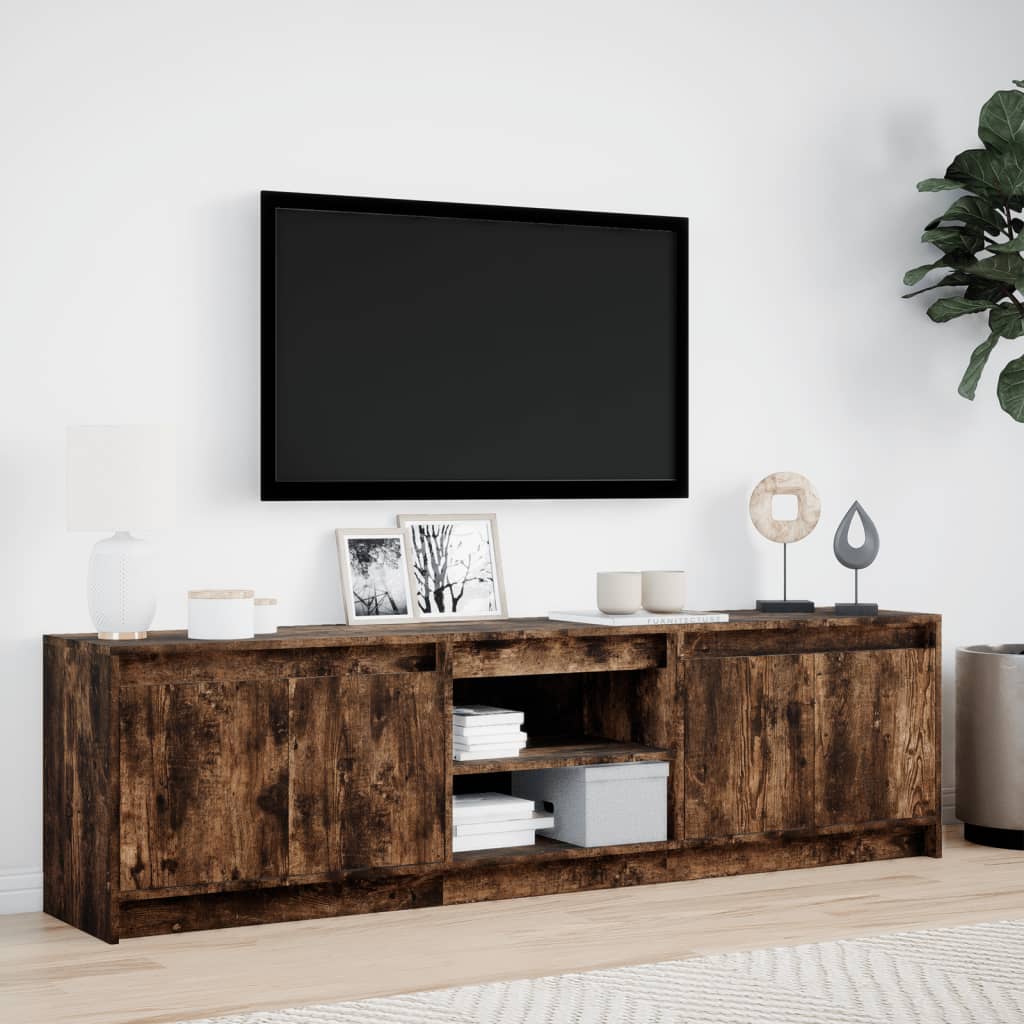 Modern Wooden 70 Inch TV Tele Stand Unit Cabinet With LED Lights & Storage