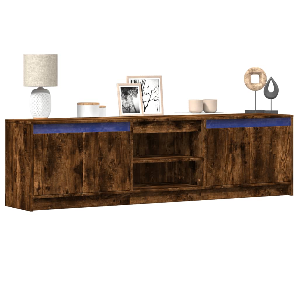 Modern Wooden 70 Inch TV Tele Stand Unit Cabinet With LED Lights & Storage