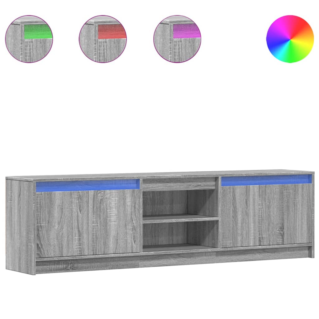 Modern Wooden 70 Inch TV Tele Stand Unit Cabinet With LED Lights & Storage