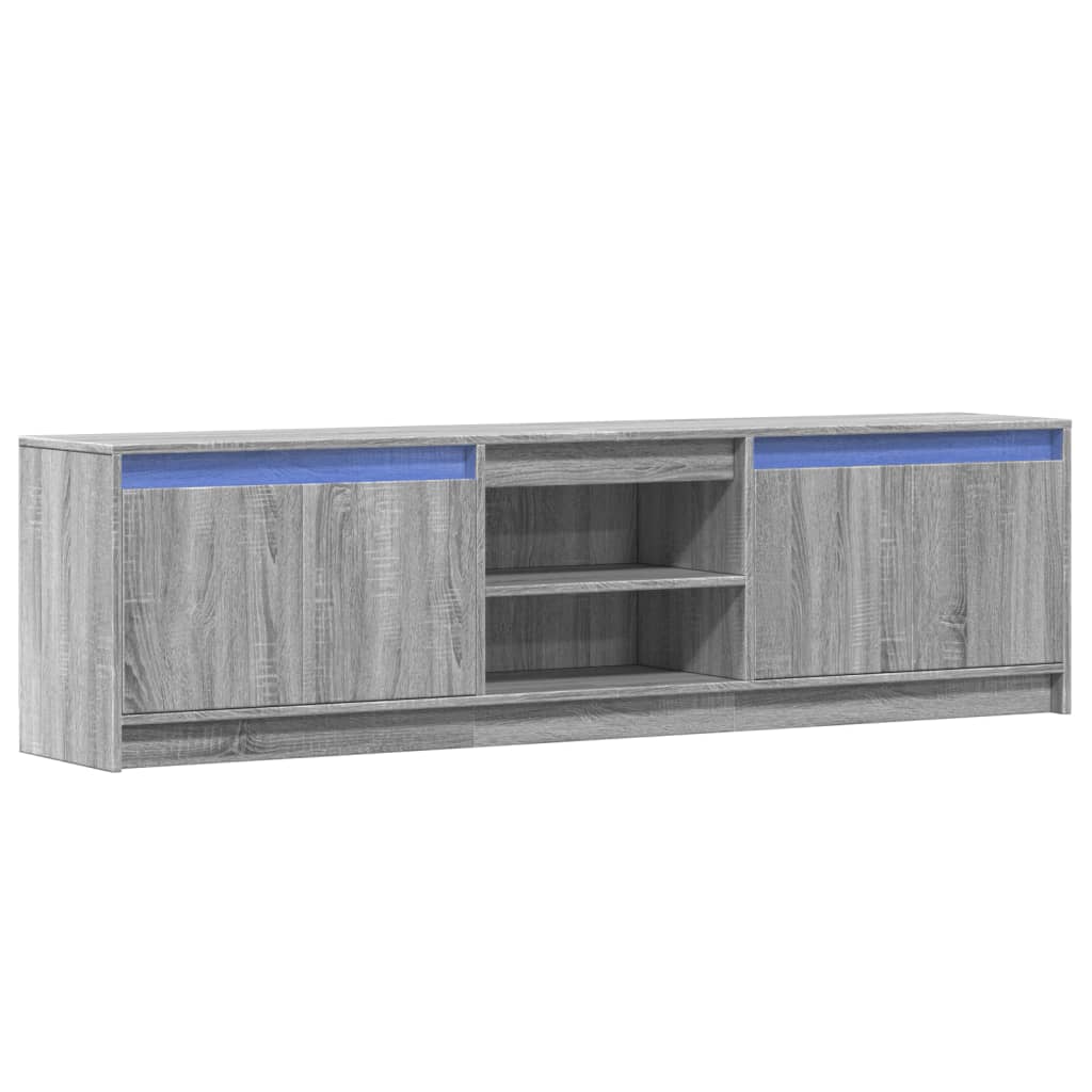 Modern Wooden 70 Inch TV Tele Stand Unit Cabinet With LED Lights & Storage
