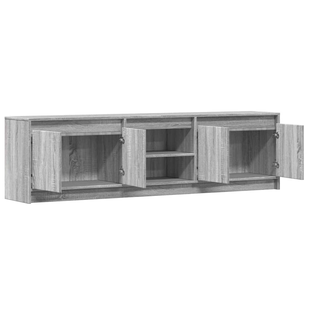 Modern Wooden 70 Inch TV Tele Stand Unit Cabinet With LED Lights & Storage