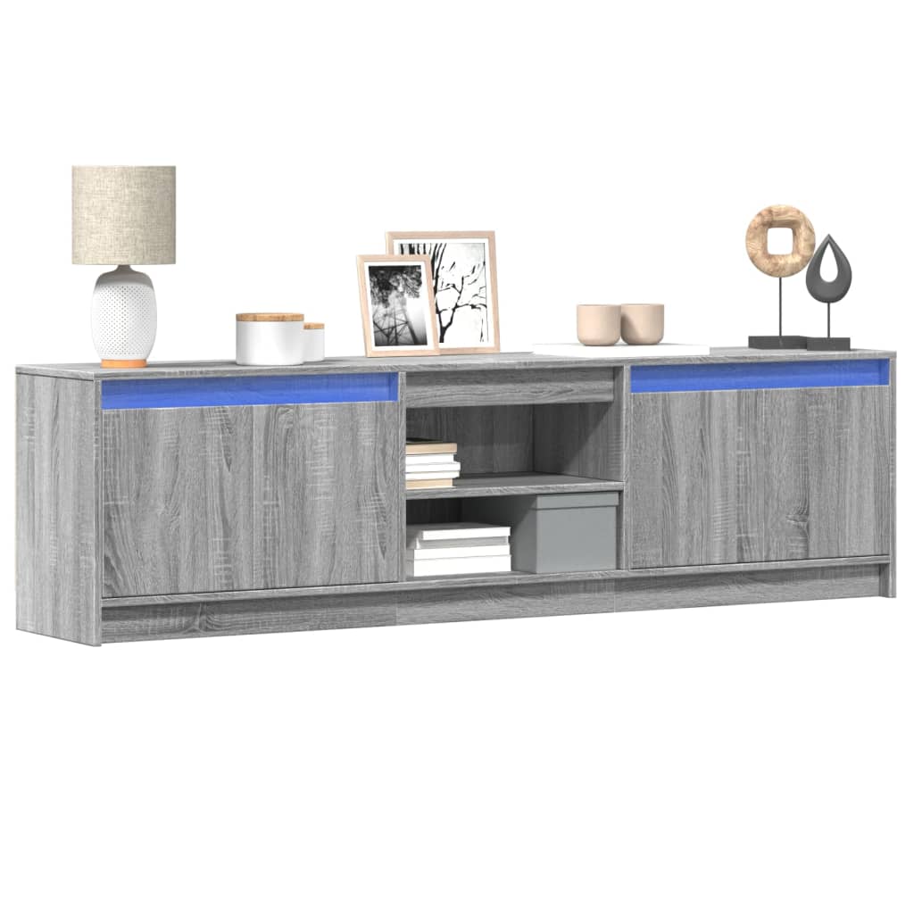 Modern Wooden 70 Inch TV Tele Stand Unit Cabinet With LED Lights & Storage