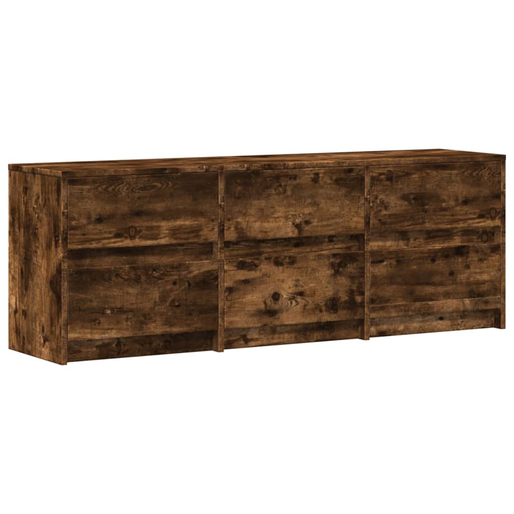 TV Cabinet with LED Smoked Oak 140x34x50 cm Engineered Wood