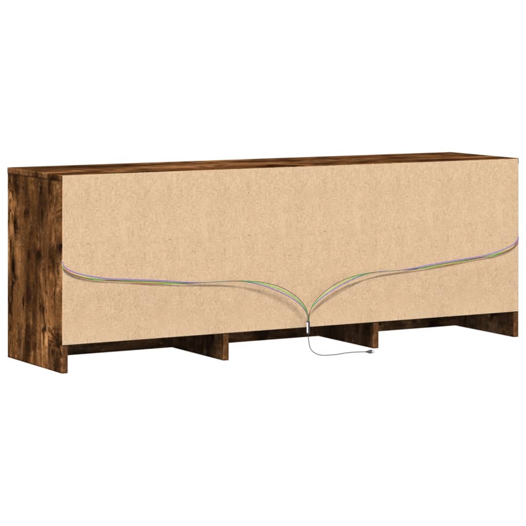 Modern Wooden 55 Inch TV Tele Stand Unit Cabinet With LED Lights & 6 Drawers