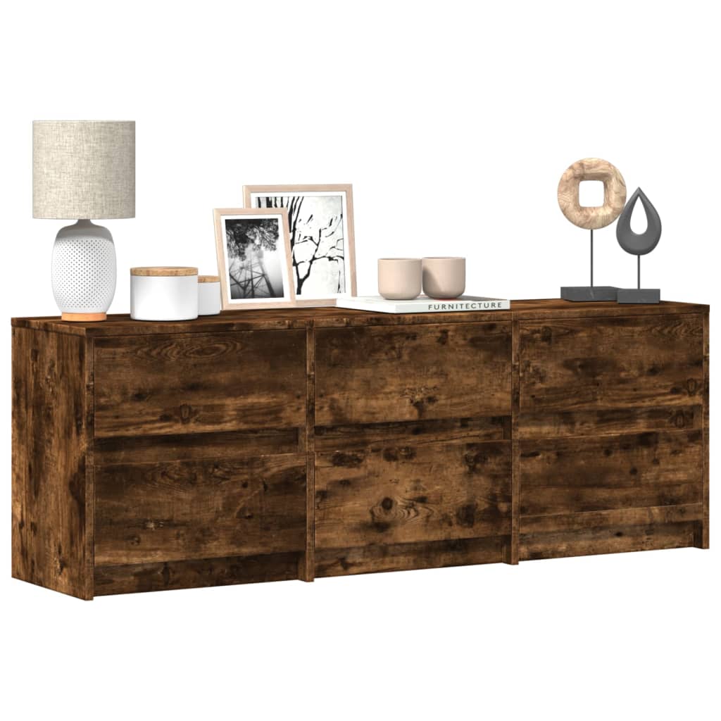 Modern Wooden 55 Inch TV Tele Stand Unit Cabinet With LED Lights & 6 Drawers