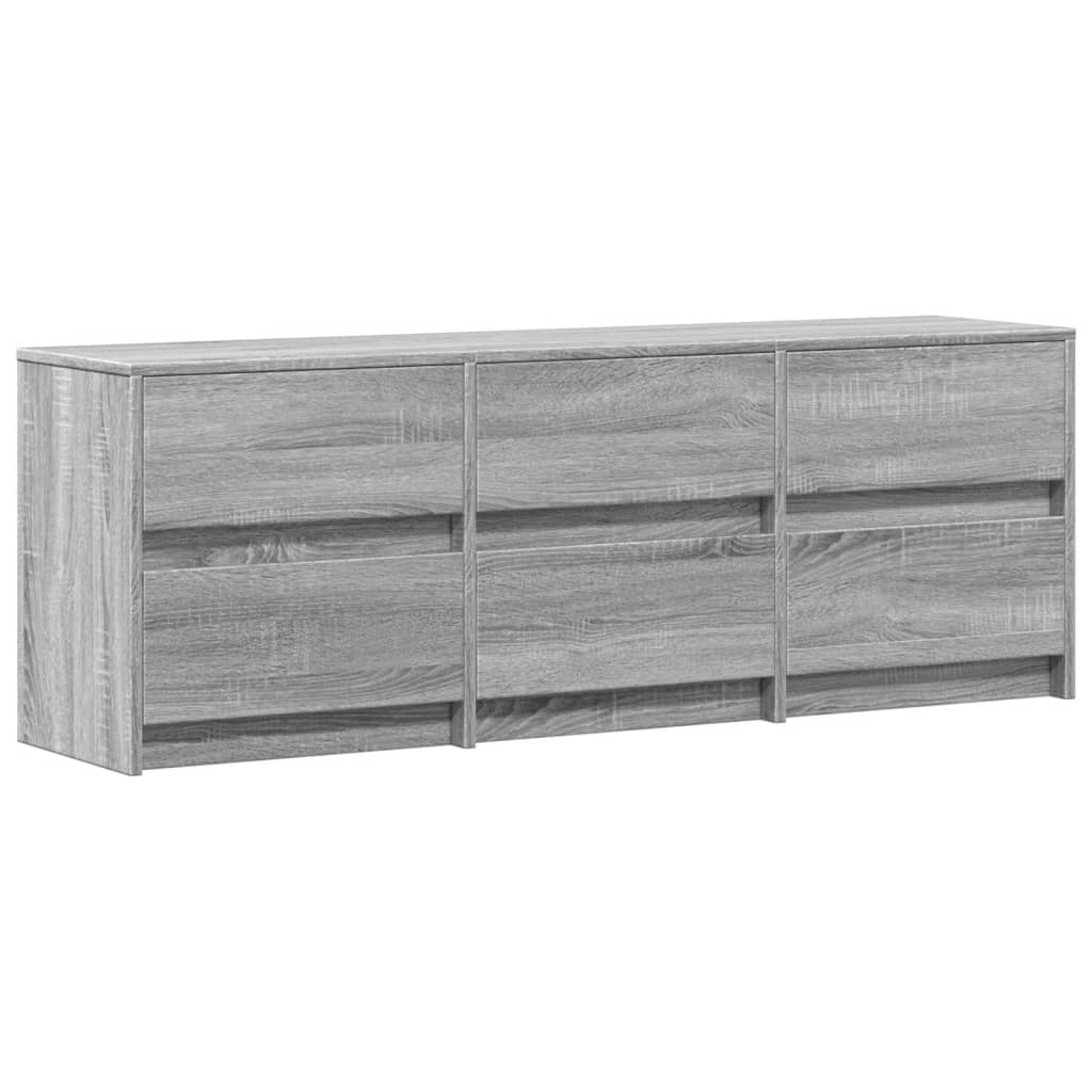 Modern Wooden 55 Inch TV Tele Stand Unit Cabinet With LED Lights & 6 Drawers