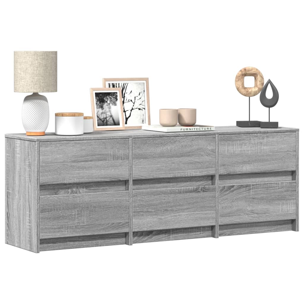 Modern Wooden 55 Inch TV Tele Stand Unit Cabinet With LED Lights & 6 Drawers