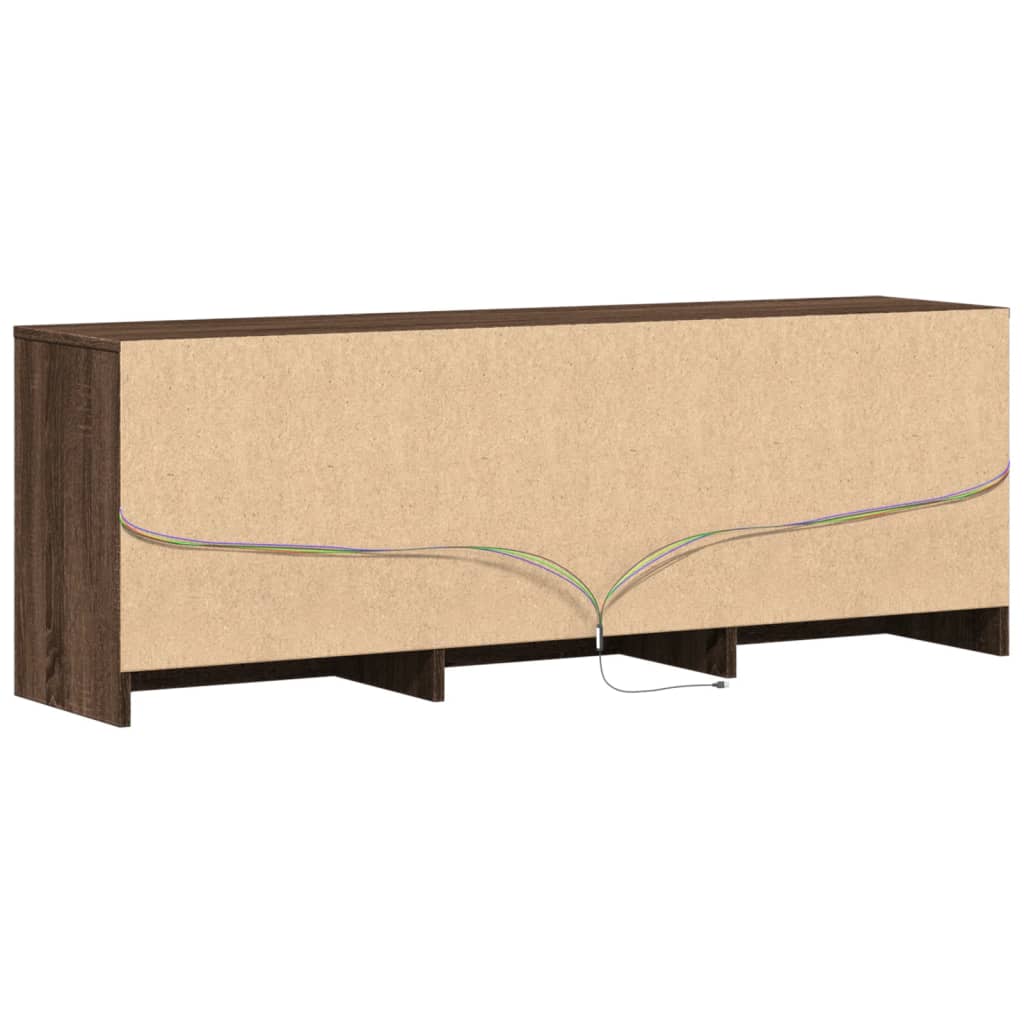 Modern Wooden 55 Inch TV Tele Stand Unit Cabinet With LED Lights & 6 Drawers
