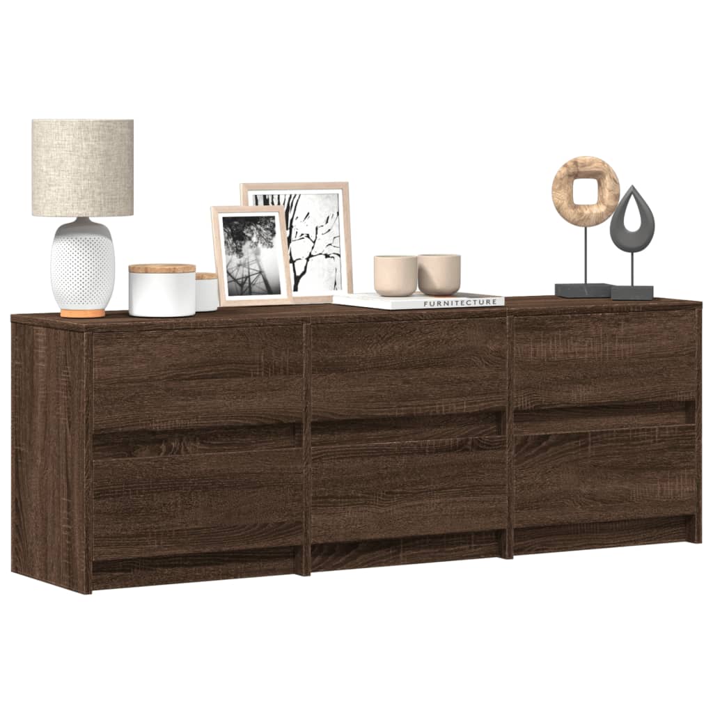 Modern Wooden 55 Inch TV Tele Stand Unit Cabinet With LED Lights & 6 Drawers