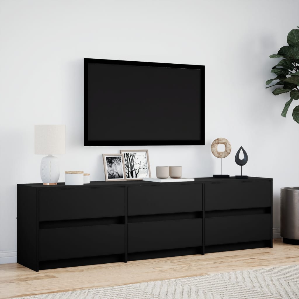 Modern Wooden 71 Inch TV Tele Stand Unit Cabinet With LED Lights & Storage Drawers