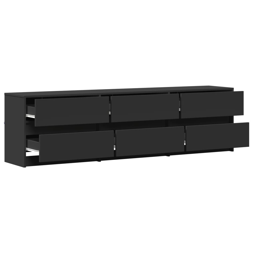 Modern Wooden 71 Inch TV Tele Stand Unit Cabinet With LED Lights & Storage Drawers