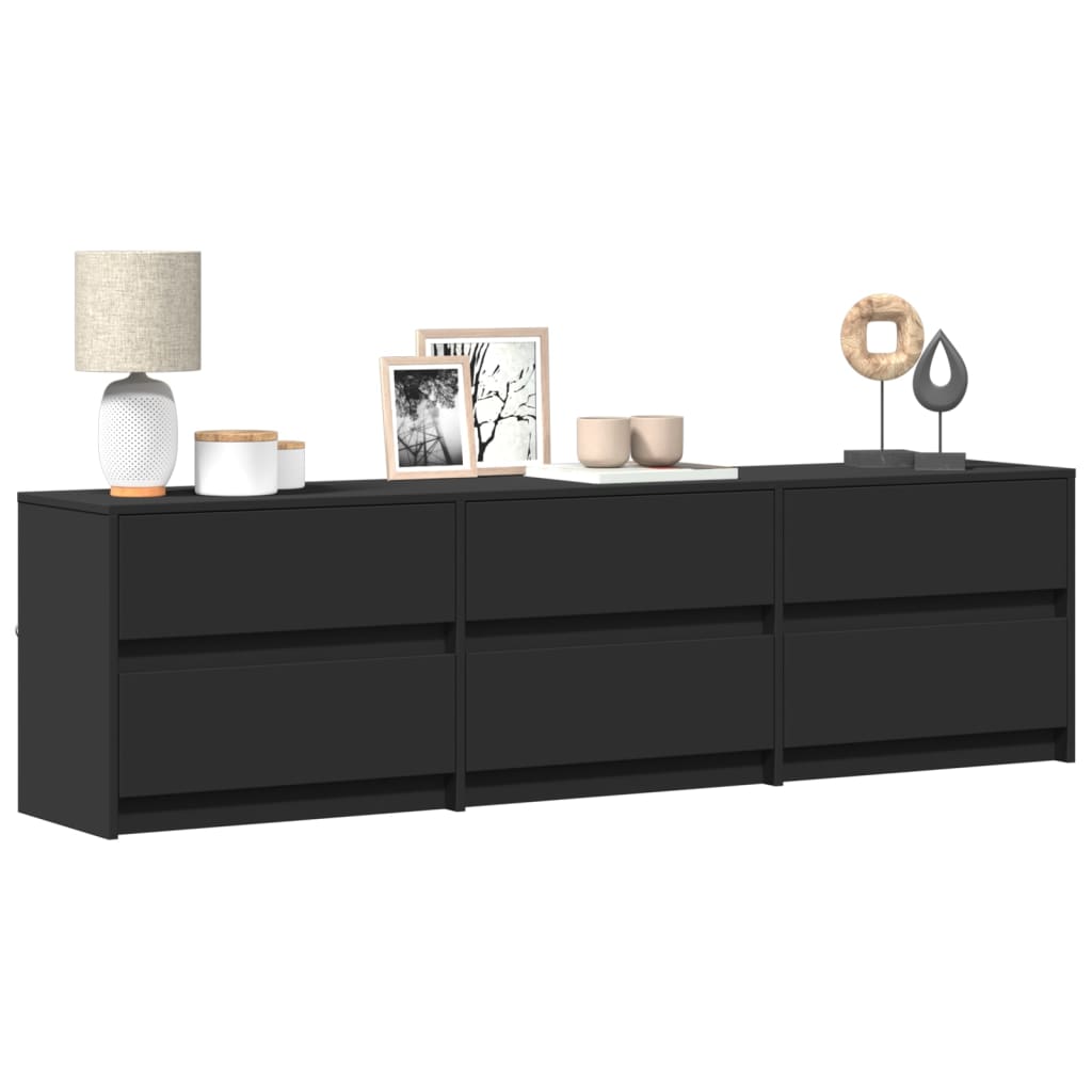 Modern Wooden 71 Inch TV Tele Stand Unit Cabinet With LED Lights & Storage Drawers