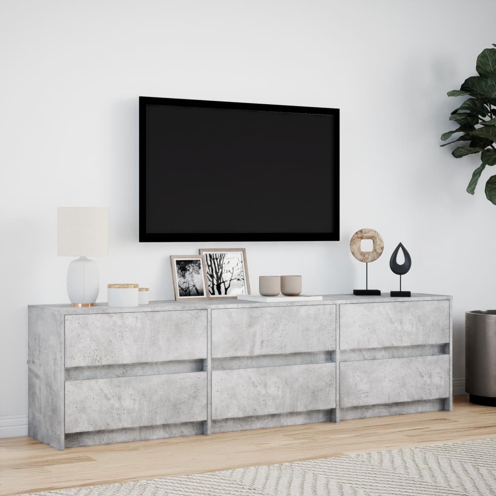 Modern Wooden 71 Inch TV Tele Stand Unit Cabinet With LED Lights & Storage Drawers