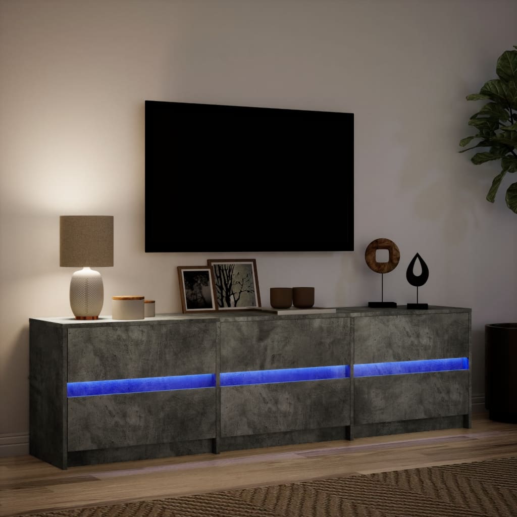 Modern Wooden 71 Inch TV Tele Stand Unit Cabinet With LED Lights & Storage Drawers