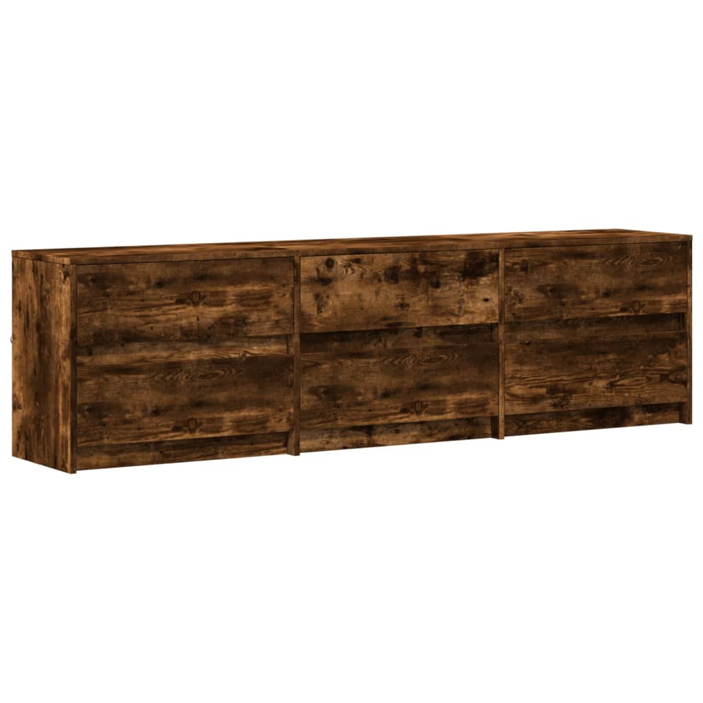 TV Cabinet with LED Smoked Oak 180x34x50 cm Engineered Wood