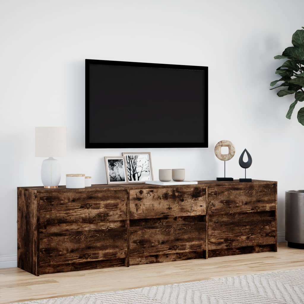 Modern Wooden 71 Inch TV Tele Stand Unit Cabinet With LED Lights & Storage Drawers