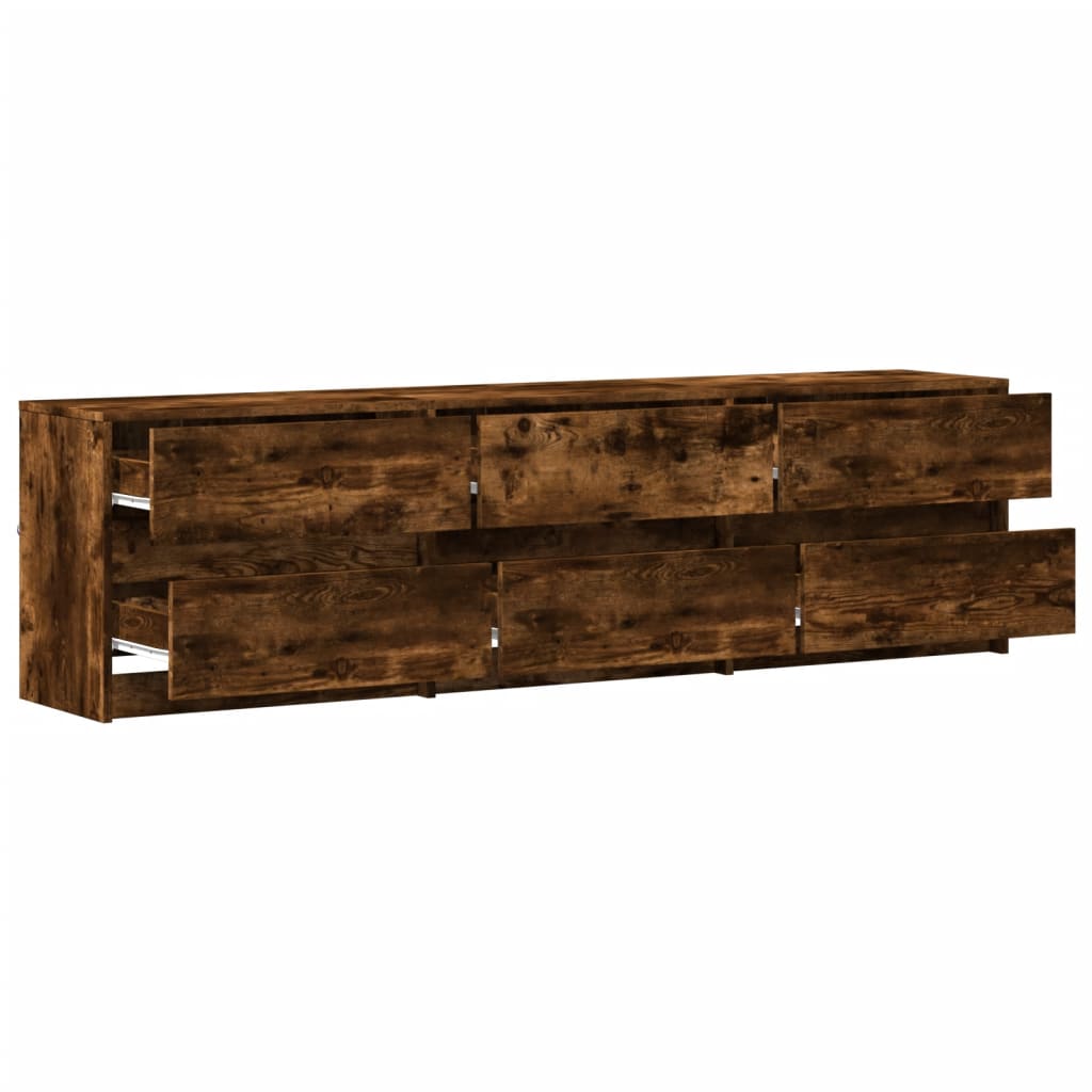 Modern Wooden 71 Inch TV Tele Stand Unit Cabinet With LED Lights & Storage Drawers