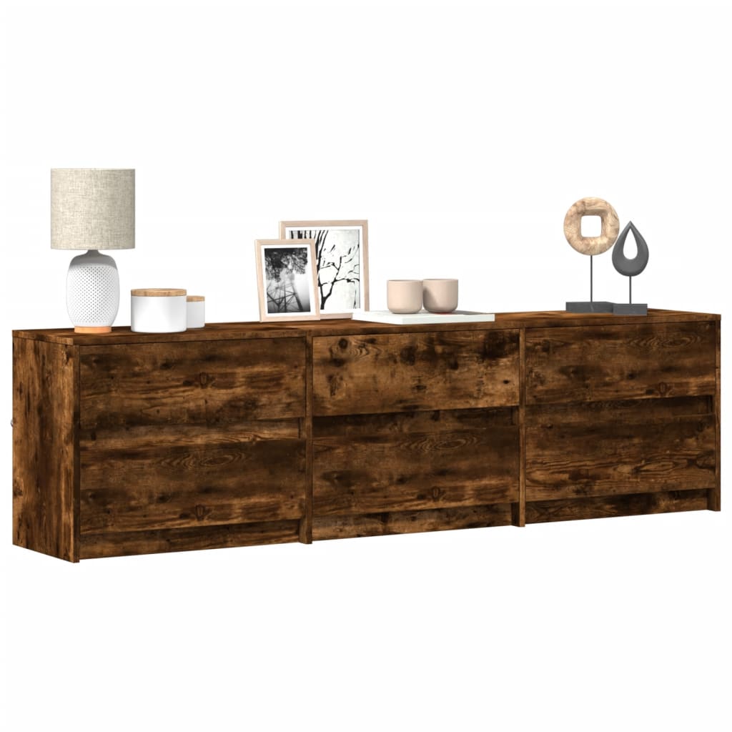 Modern Wooden 71 Inch TV Tele Stand Unit Cabinet With LED Lights & Storage Drawers